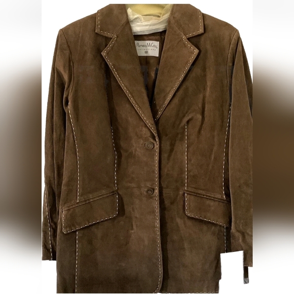 Pamela McCoy Suede Leather Jacket in Rich Brown.pit To Pit 19" - Picture 1 of 8